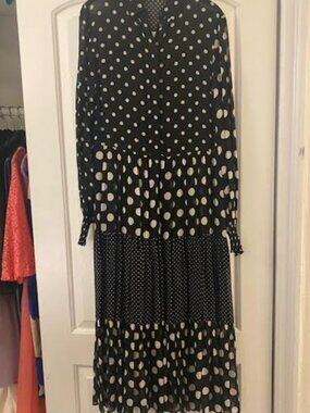 Akris punto black and white polka dot dress